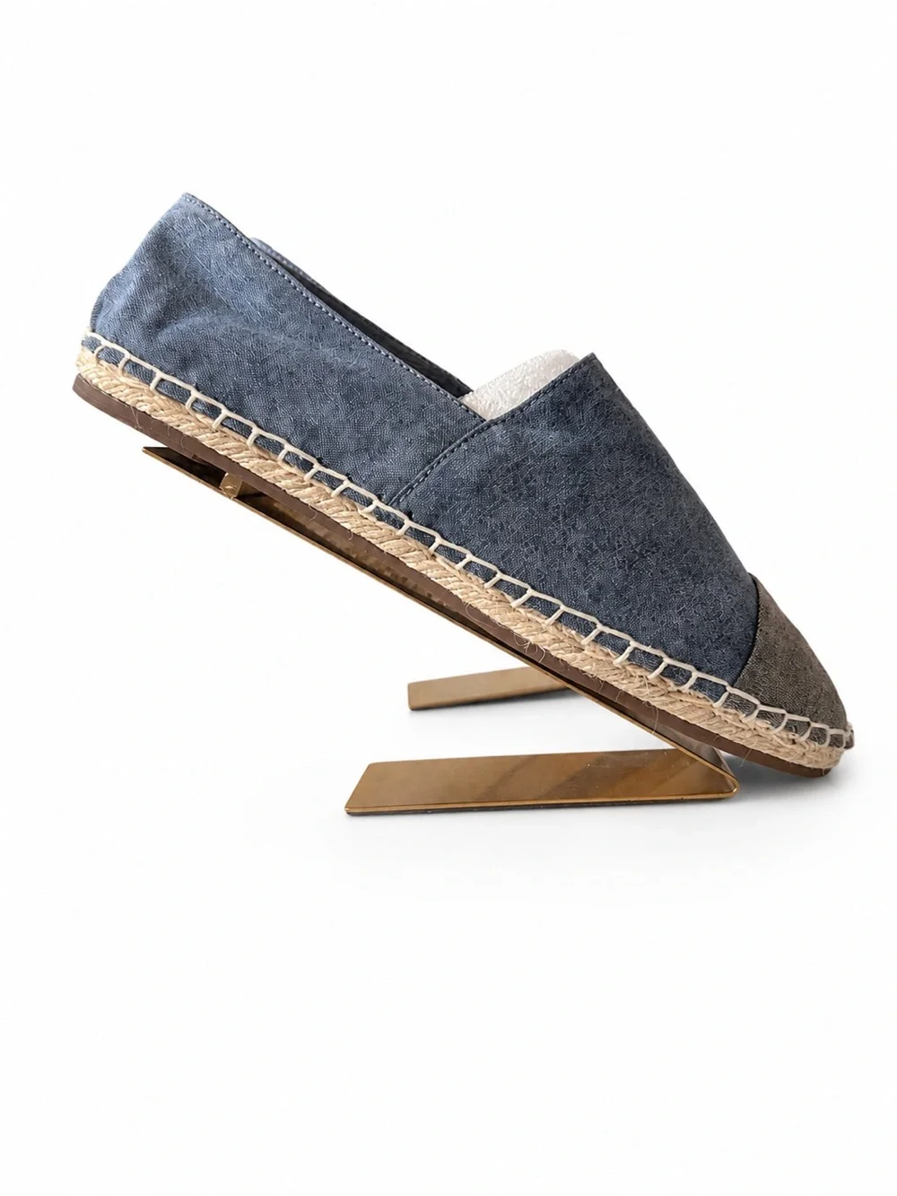 STEVEN by Steve Madden Blue Canvas Espadrilles with Gray Toe Cap